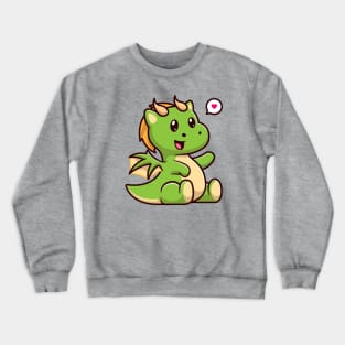 Cute Baby Green Dragon Sitting Cartoon Crewneck Sweatshirt